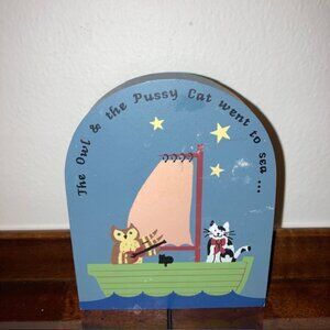 The Cat's Meow #269 Owl and Pussycat Went to Sea 1996 Wooden Shelf Sitter